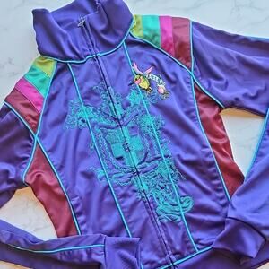 Johnny Was JWLA 90's Vintage Colorful Track Jacket with Embroidered Design S